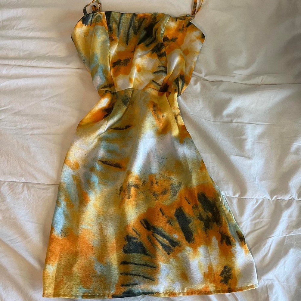 Orange tie dye style mini dress